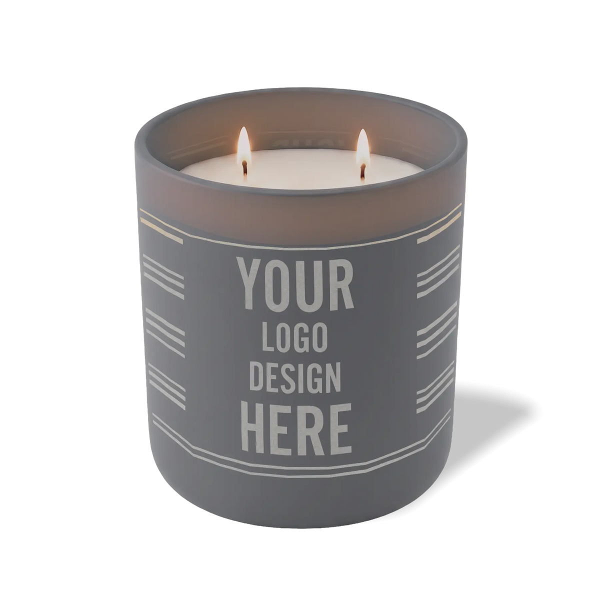 Customized graphite, grouped stripes pattern Wild Journey 12 oz Studio luxury candle with laser etched logo or design