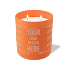 Customized tangy orange, grouped stripes pattern Wild Journey 12 oz Studio luxury candle with laser etched logo or design