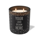 Customized black, propeller cubes pattern Wild Journey 12 oz Studio luxury candle with laser etched logo or design