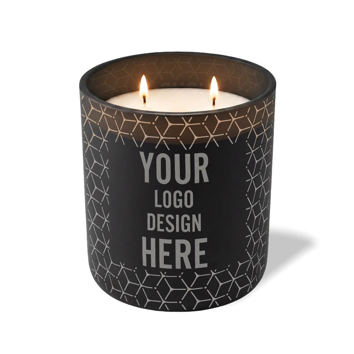 Customized black, propeller cubes pattern Wild Journey 12 oz Studio luxury candle with laser etched logo or design