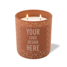 Customized clay, propeller cubes pattern Wild Journey 12 oz Studio luxury candle with laser etched logo or design
