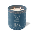 Customized cobalt, propeller cubes pattern Wild Journey 12 oz Studio luxury candle with laser etched logo or design