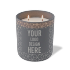 Customized graphite, propeller cubes pattern Wild Journey 12 oz Studio luxury candle with laser etched logo or design