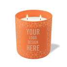 Customized tangy orange, propeller cubes pattern Wild Journey 12 oz Studio luxury candle with laser etched logo or design