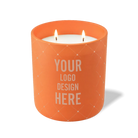 Customized tangy orange, quilt pattern Wild Journey 12 oz Studio luxury candle with laser etched logo or design