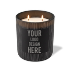 Customized black, wood grain pattern Wild Journey 12 oz Studio luxury candle with laser etched logo or design