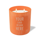 Customized tangy orange, wood grain pattern Wild Journey 12 oz Studio luxury candle with laser etched logo or design