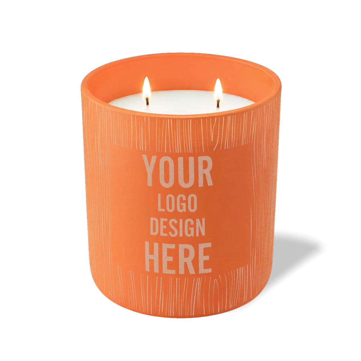 Customized tangy orange, wood grain pattern Wild Journey 12 oz Studio luxury candle with laser etched logo or design