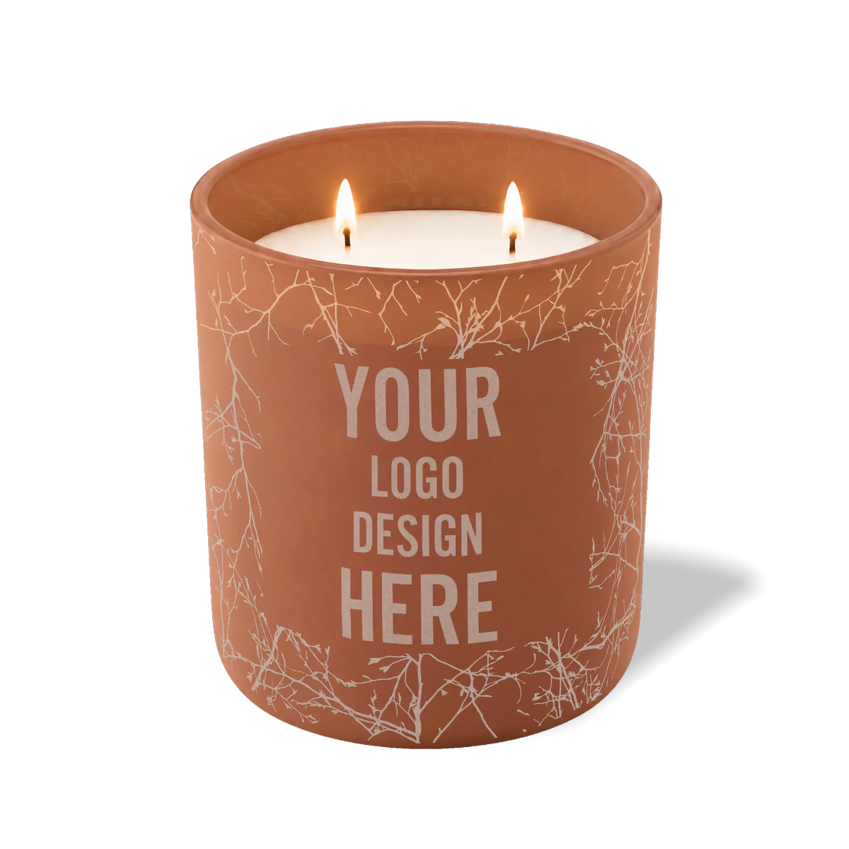 Customized clay, branches pattern Wild Journey 12 oz Studio luxury candle with laser etched logo or design