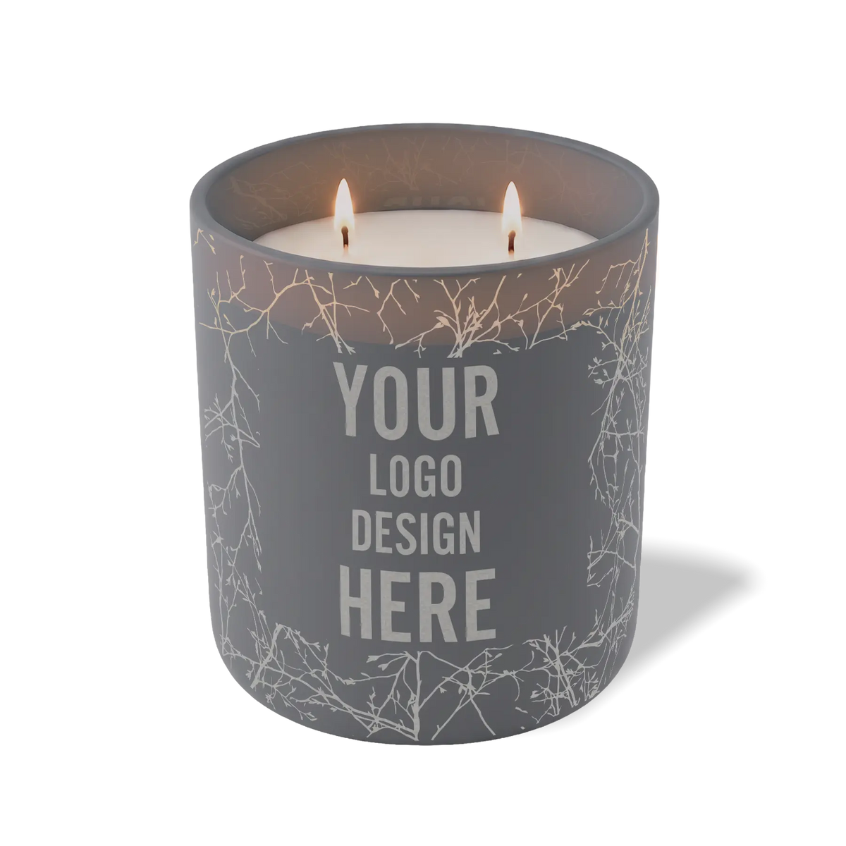 Customized graphite, branches pattern Wild Journey 12 oz Studio luxury candle with laser etched logo or design