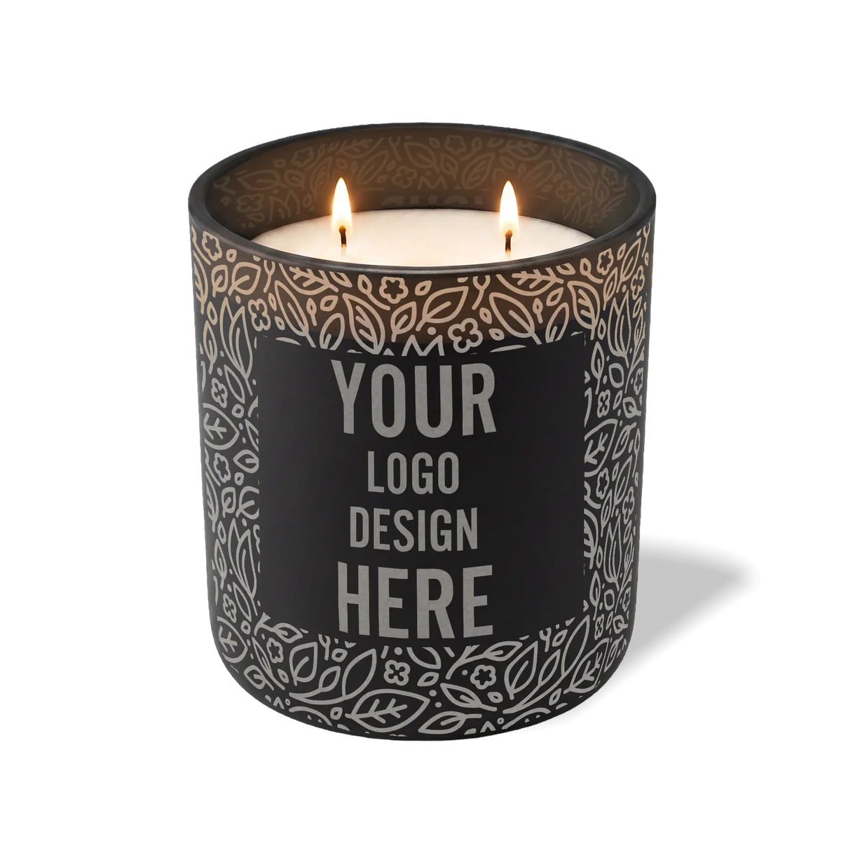 Customized black, floral pattern Wild Journey 12 oz Studio luxury candle with laser etched logo or design