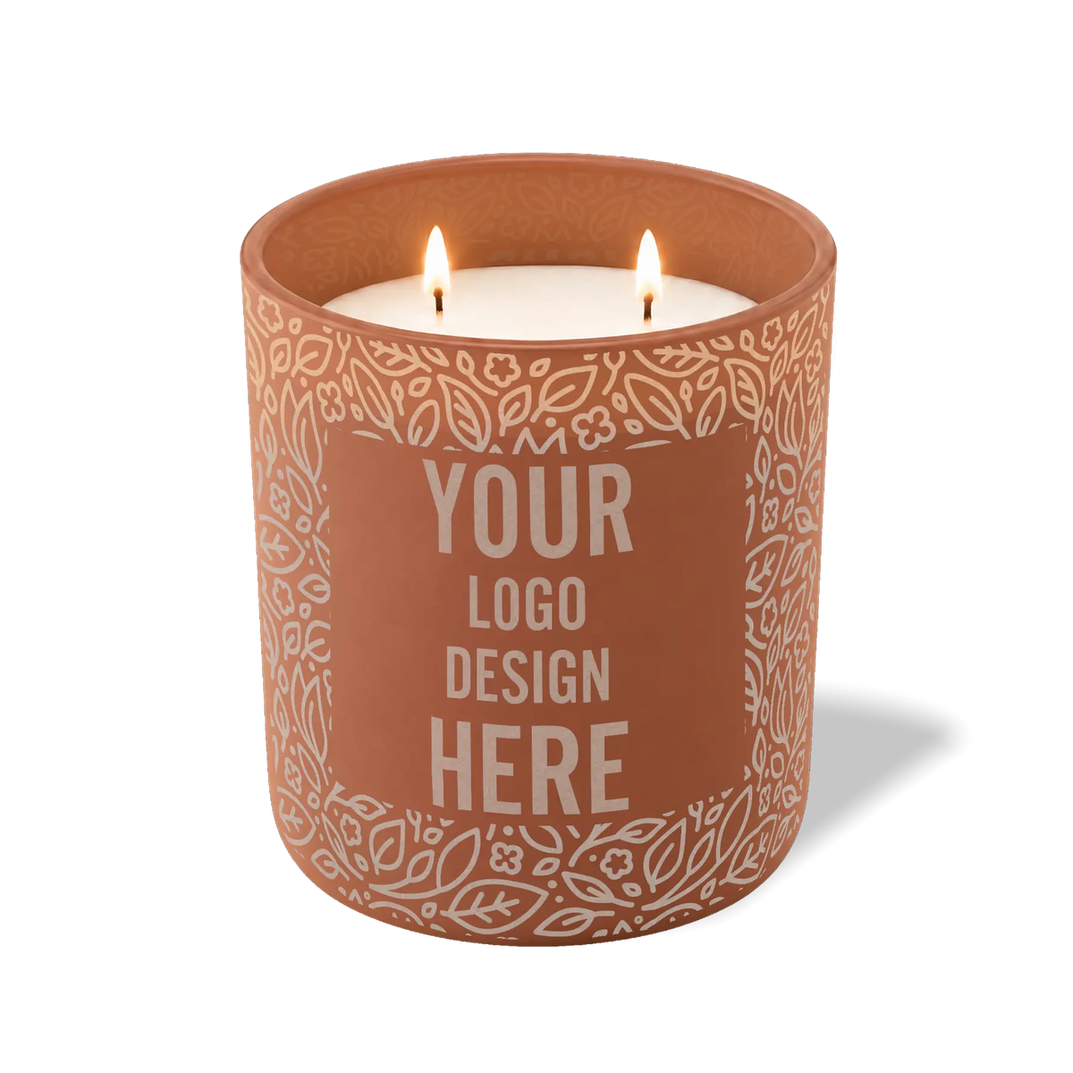 Customized clay, floral pattern Wild Journey 12 oz Studio luxury candle with laser etched logo or design