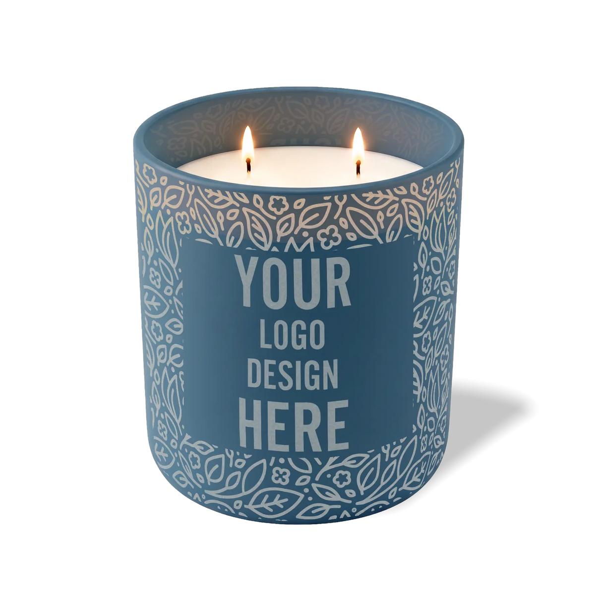 Customized cobalt, floral pattern Wild Journey 12 oz Studio luxury candle with laser etched logo or design