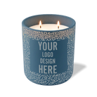 Customized cobalt, floral pattern Wild Journey 12 oz Studio luxury candle with laser etched logo or design