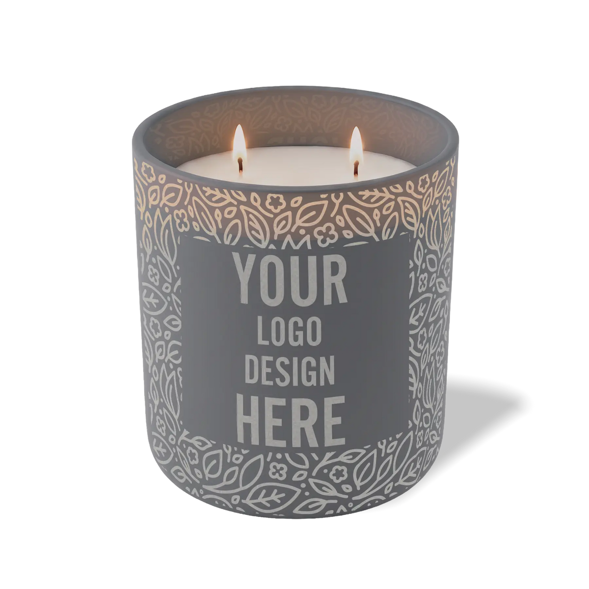 Customized graphite, floral pattern Wild Journey 12 oz Studio luxury candle with laser etched logo or design