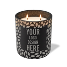 Customized black, leafy pattern Wild Journey 12 oz Studio luxury candle with laser etched logo or design