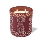 Customized burgundy, leafy pattern Wild Journey 12 oz Studio luxury candle with laser etched logo or design