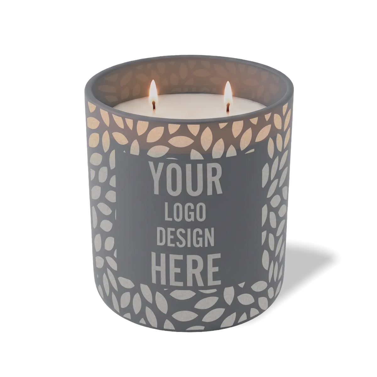 Customized graphite, leafy pattern Wild Journey 12 oz Studio luxury candle with laser etched logo or design