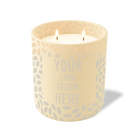Customized sand, leafy pattern Wild Journey 12 oz Studio luxury candle with laser etched logo or design