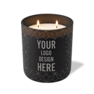 Customized black, geo lines pattern Wild Journey 12 oz Studio luxury candle with laser etched logo or design