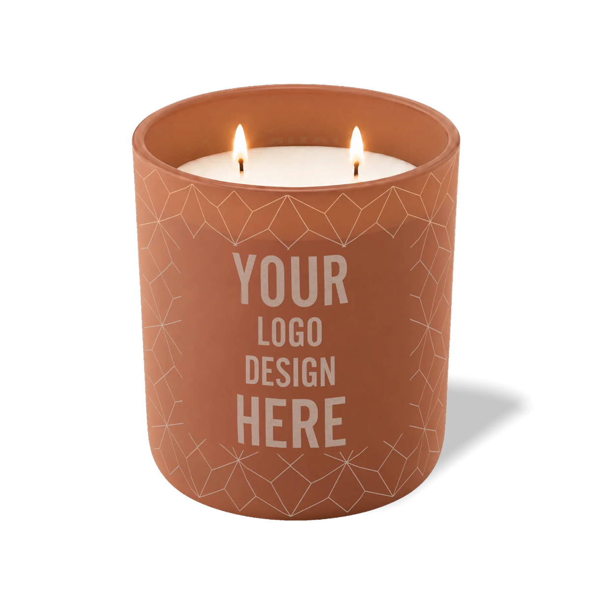 Customized clay, geo lines pattern Wild Journey 12 oz Studio luxury candle with laser etched logo or design
