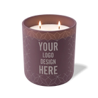 Customized velvet plum, geo lines pattern Wild Journey 12 oz Studio luxury candle with laser etched logo or design