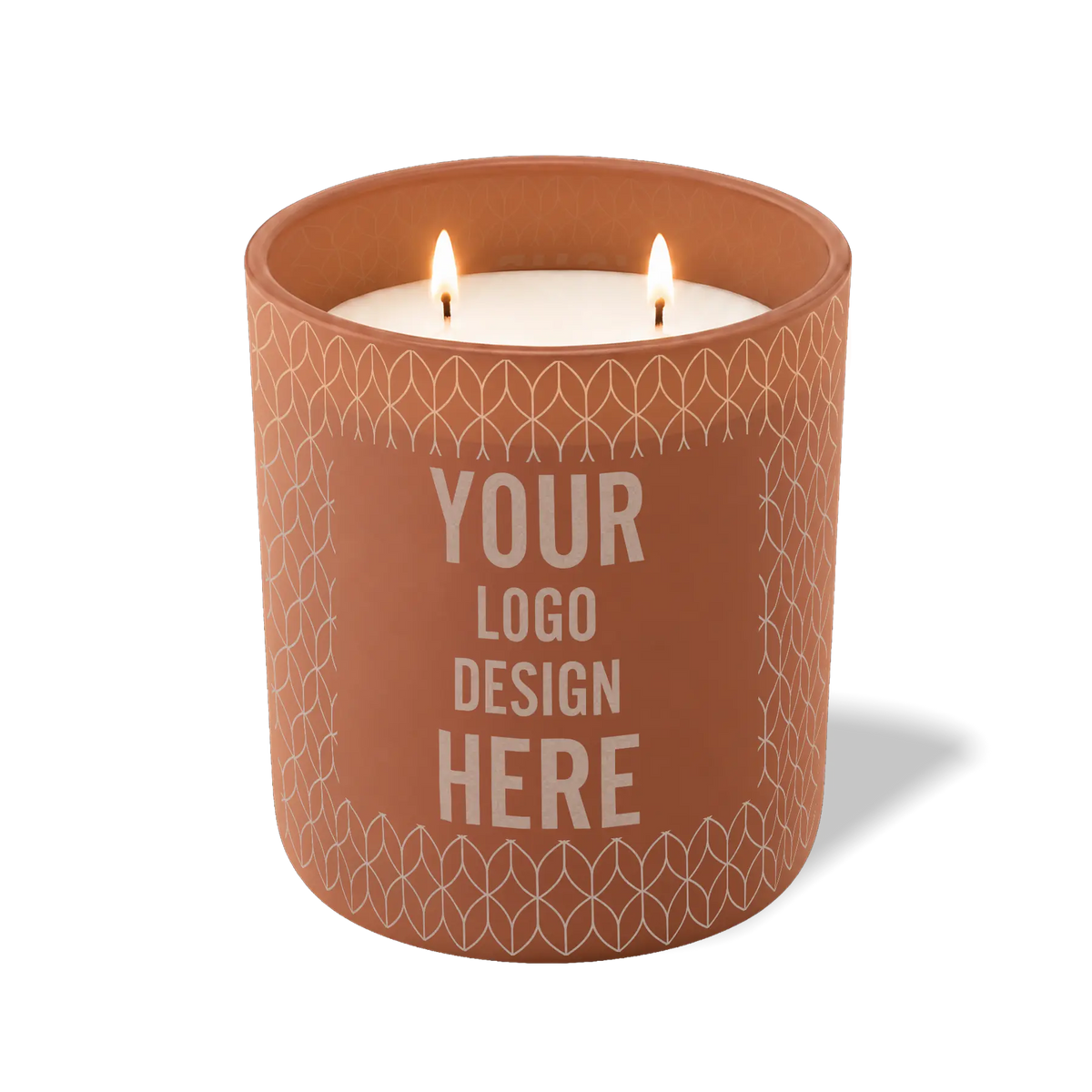 Customized clay, wheat pattern Wild Journey 12 oz Studio luxury candle with laser etched logo or design