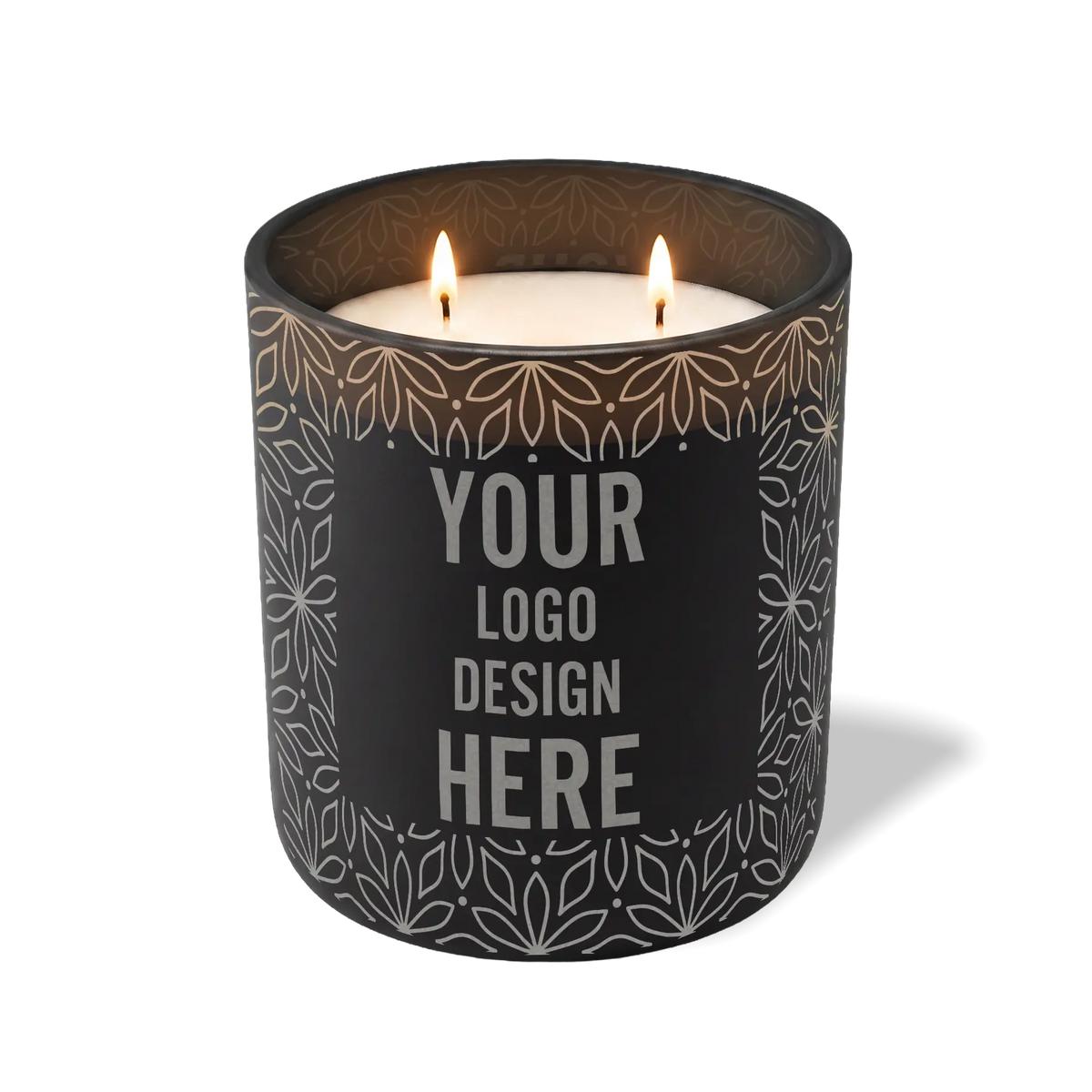 Customized black, petals pattern Wild Journey 12 oz Studio luxury candle with laser etched logo or design