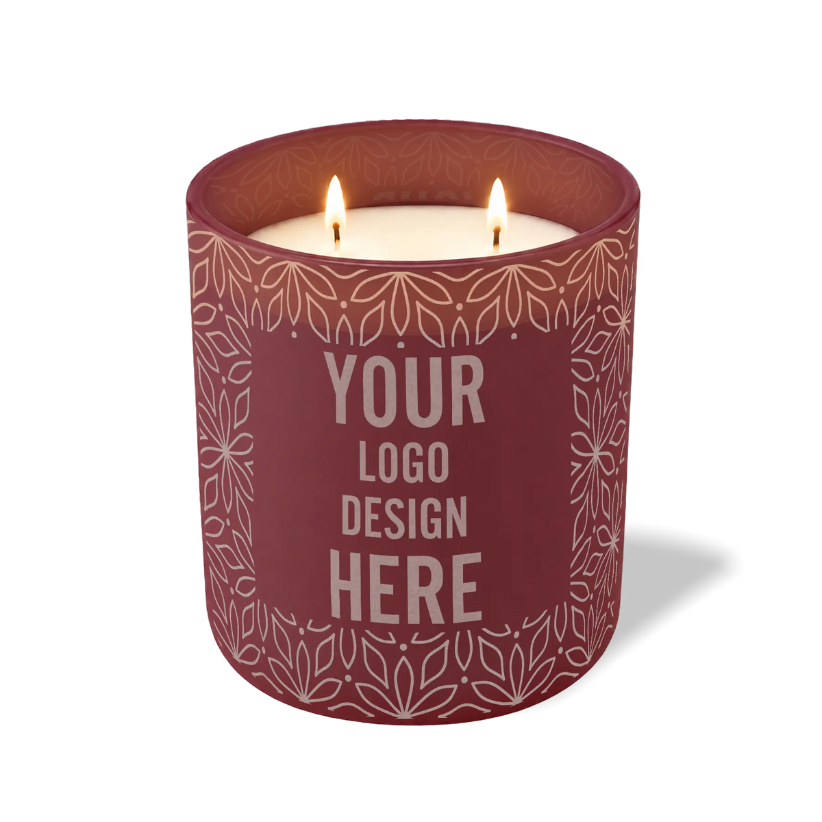 Customized burgundy, petals pattern Wild Journey 12 oz Studio luxury candle with laser etched logo or design