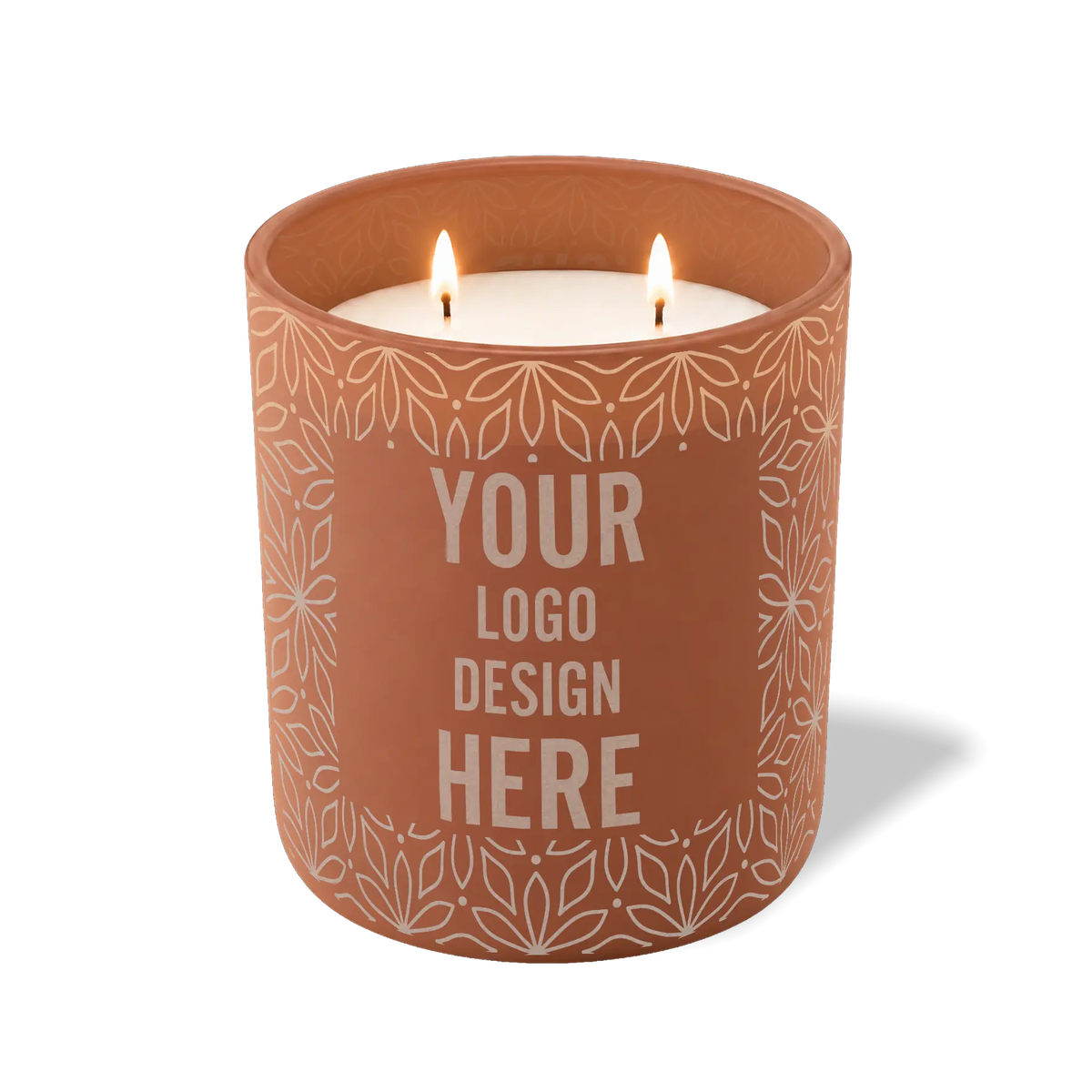 Customized clay, petals pattern Wild Journey 12 oz Studio luxury candle with laser etched logo or design