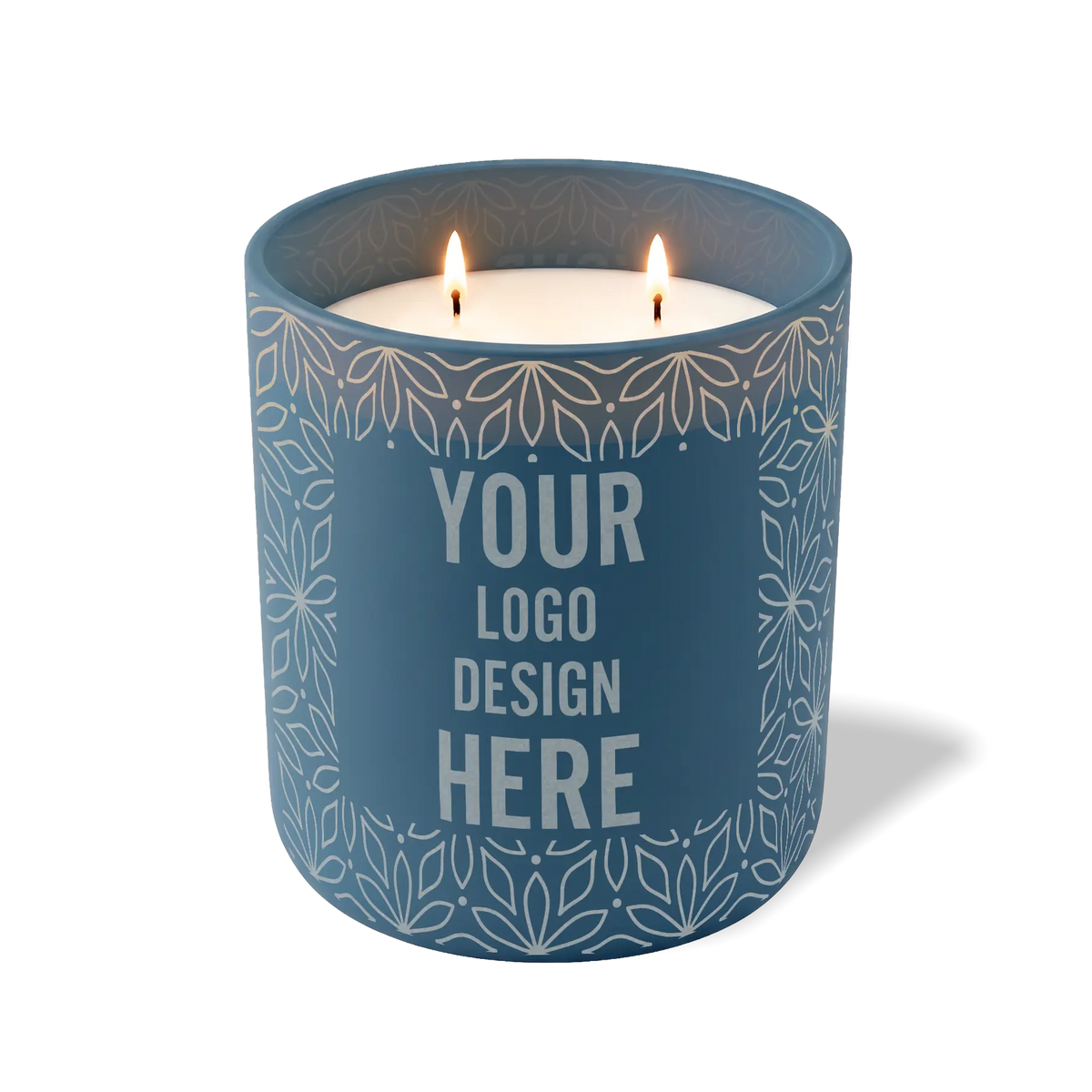 Customized cobalt, petals pattern Wild Journey 12 oz Studio luxury candle with laser etched logo or design