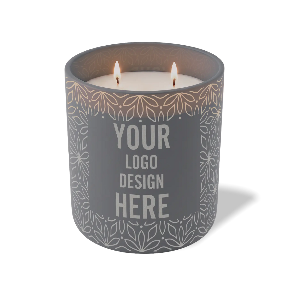 Customized graphite, petals pattern Wild Journey 12 oz Studio luxury candle with laser etched logo or design