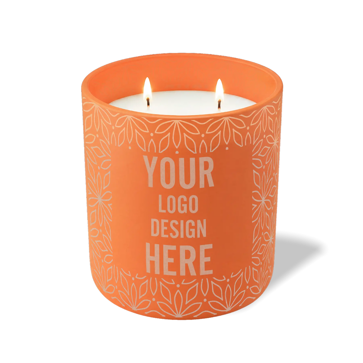 Customized tangy orange, petals pattern Wild Journey 12 oz Studio luxury candle with laser etched logo or design