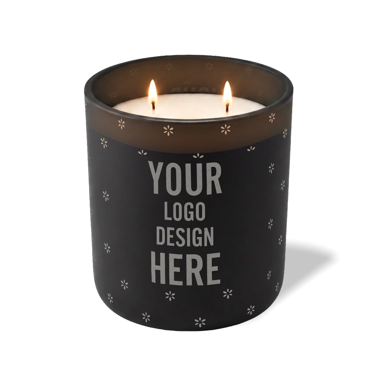 Customized black, spaced flower pattern Wild Journey 12 oz Studio luxury candle with laser etched logo or design