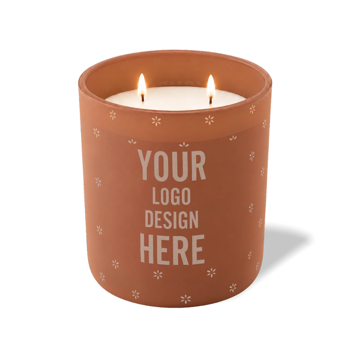 Customized clay, spaced flower pattern Wild Journey 12 oz Studio luxury candle with laser etched logo or design