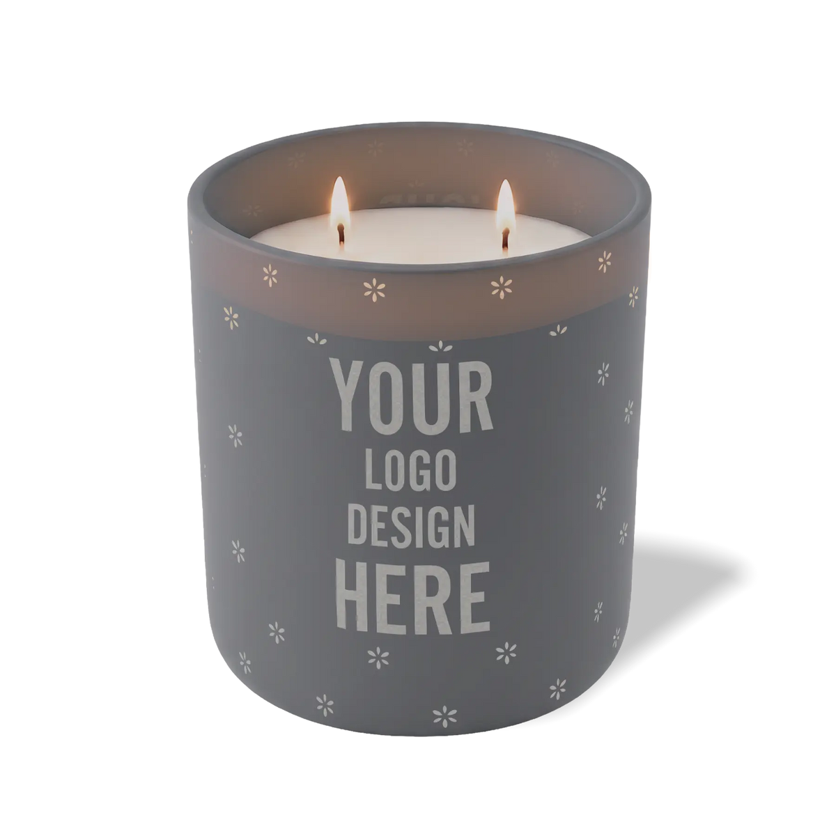Customized graphite, spaced flower pattern Wild Journey 12 oz Studio luxury candle with laser etched logo or design