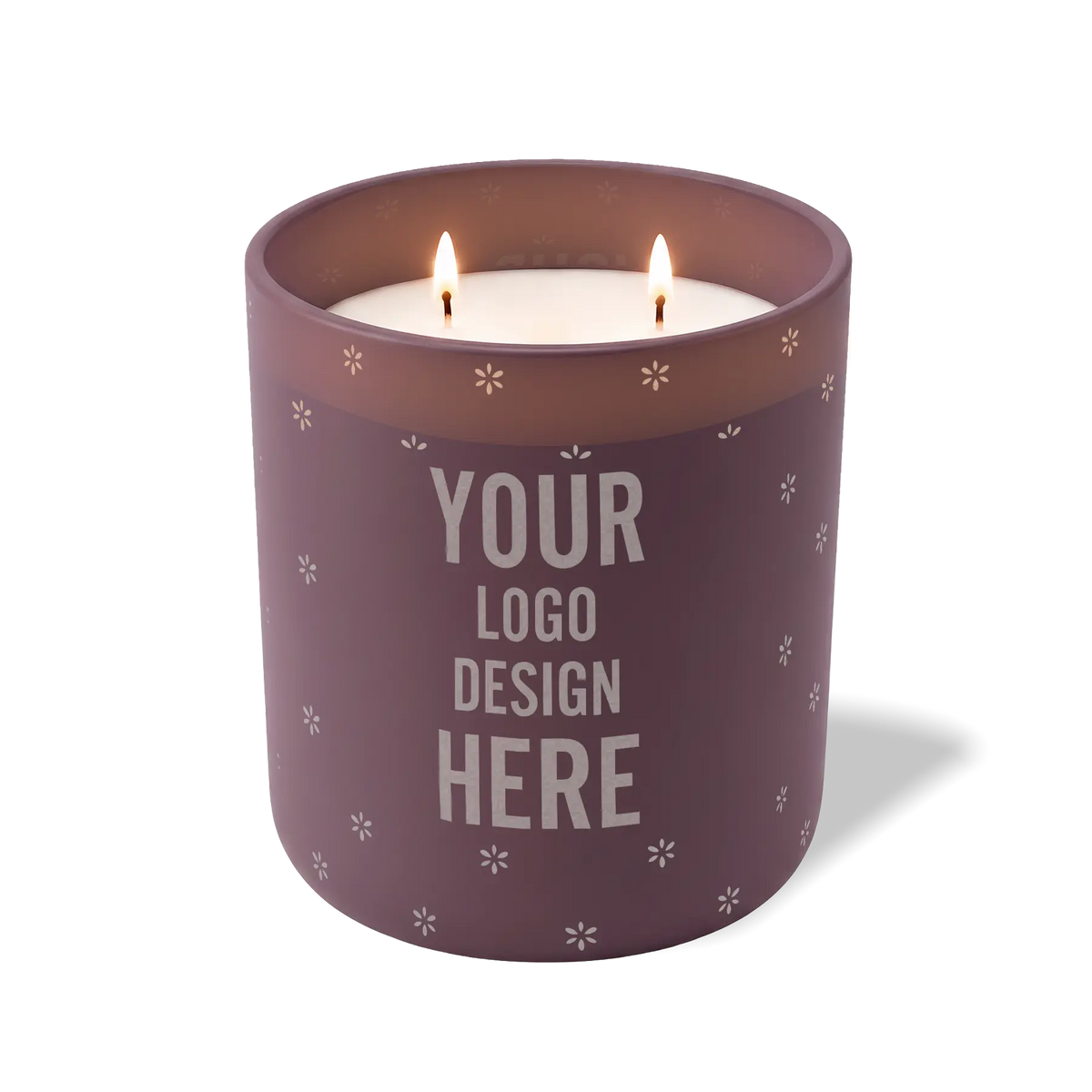Customized velvet plum, spaced flower pattern Wild Journey 12 oz Studio luxury candle with laser etched logo or design