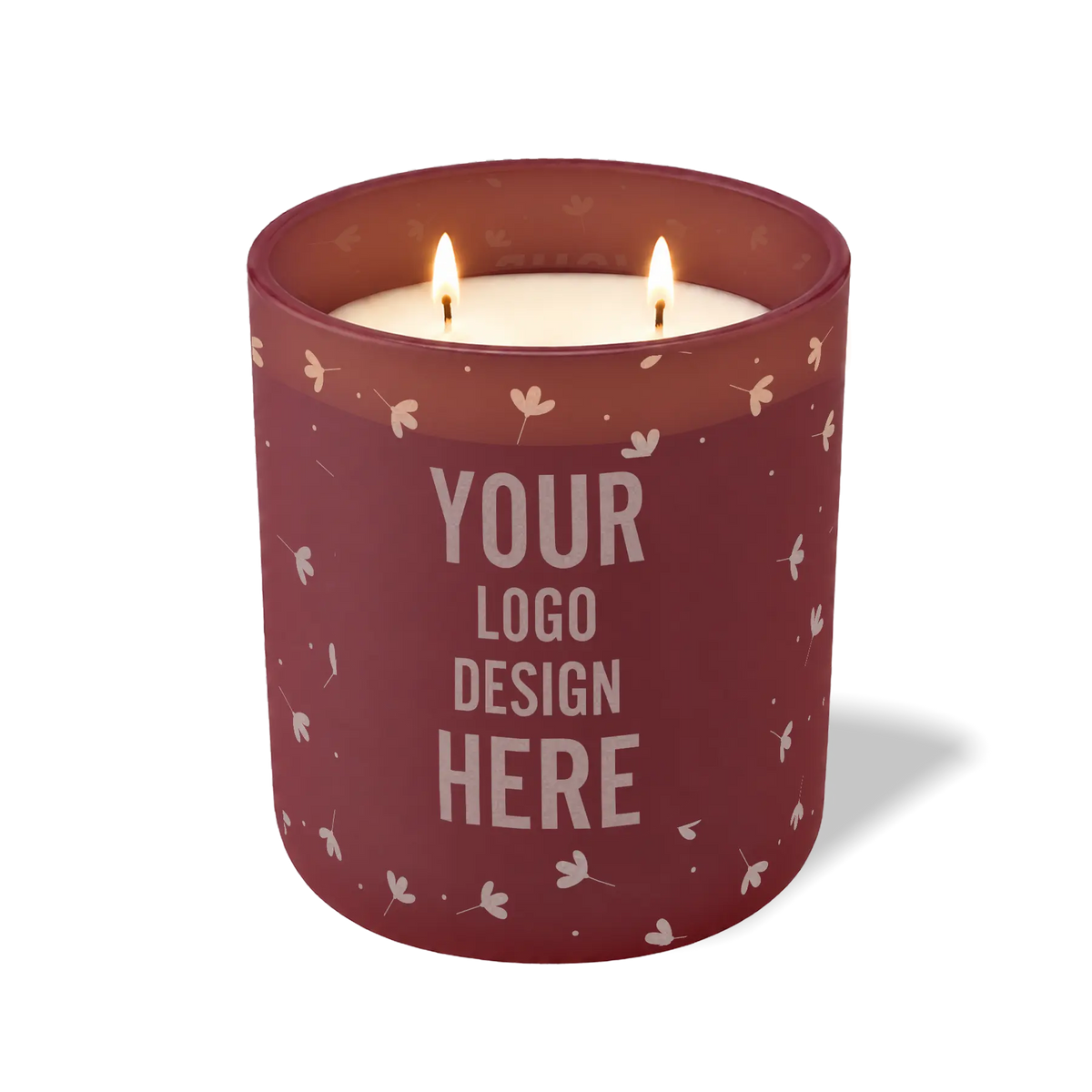 Customized burgundy, floating flower pattern Wild Journey 12 oz Studio luxury candle with laser etched logo or design