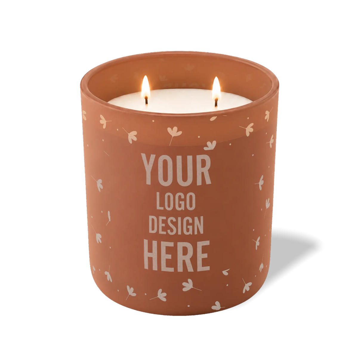 Customized clay, floating flower pattern Wild Journey 12 oz Studio luxury candle with laser etched logo or design