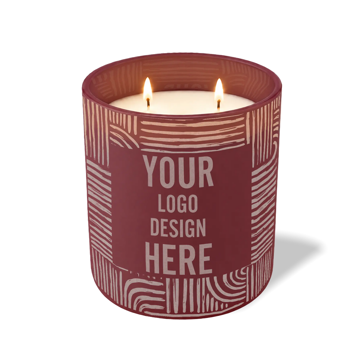Customized burgundy, poolside pattern Wild Journey 12 oz Studio luxury candle with laser etched logo or design