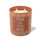 Customized clay, poolside pattern Wild Journey 12 oz Studio luxury candle with laser etched logo or design