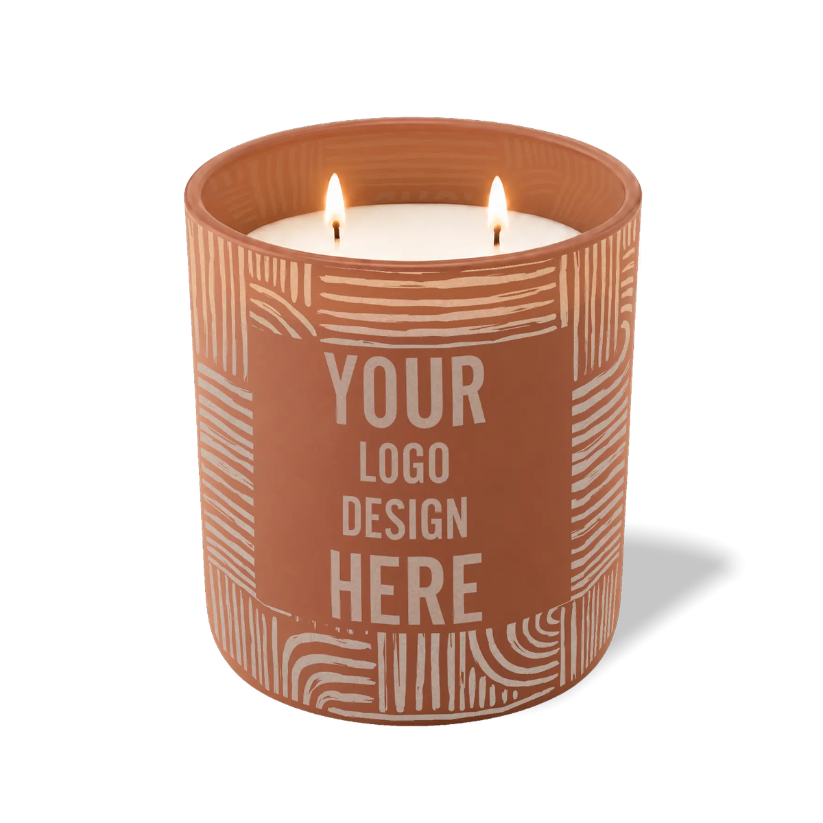 Customized clay, poolside pattern Wild Journey 12 oz Studio luxury candle with laser etched logo or design