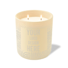 Customized sand, poolside pattern Wild Journey 12 oz Studio luxury candle with laser etched logo or design