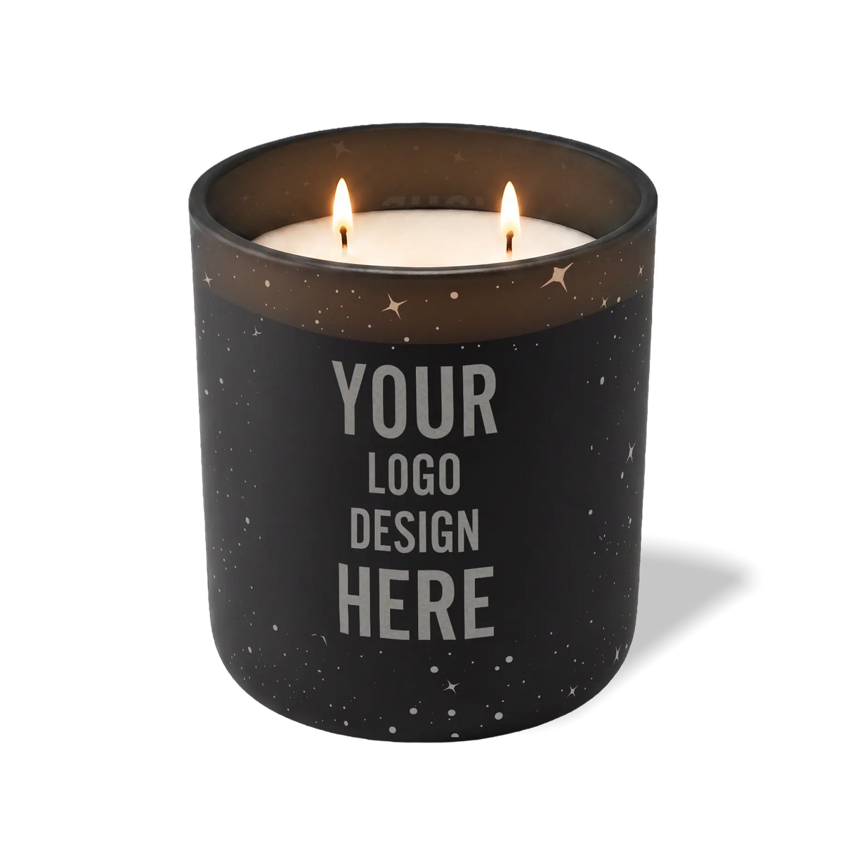 Customized black, galaxy pattern Wild Journey 12 oz Studio luxury candle with laser etched logo or design