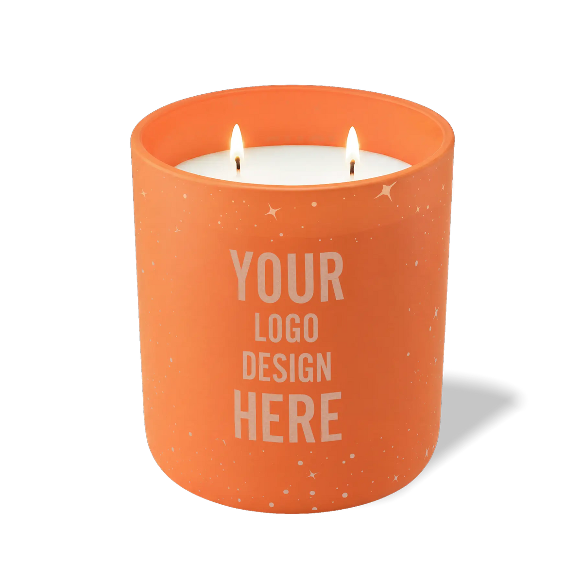 Customized tangy orange, galaxy pattern Wild Journey 12 oz Studio luxury candle with laser etched logo or design