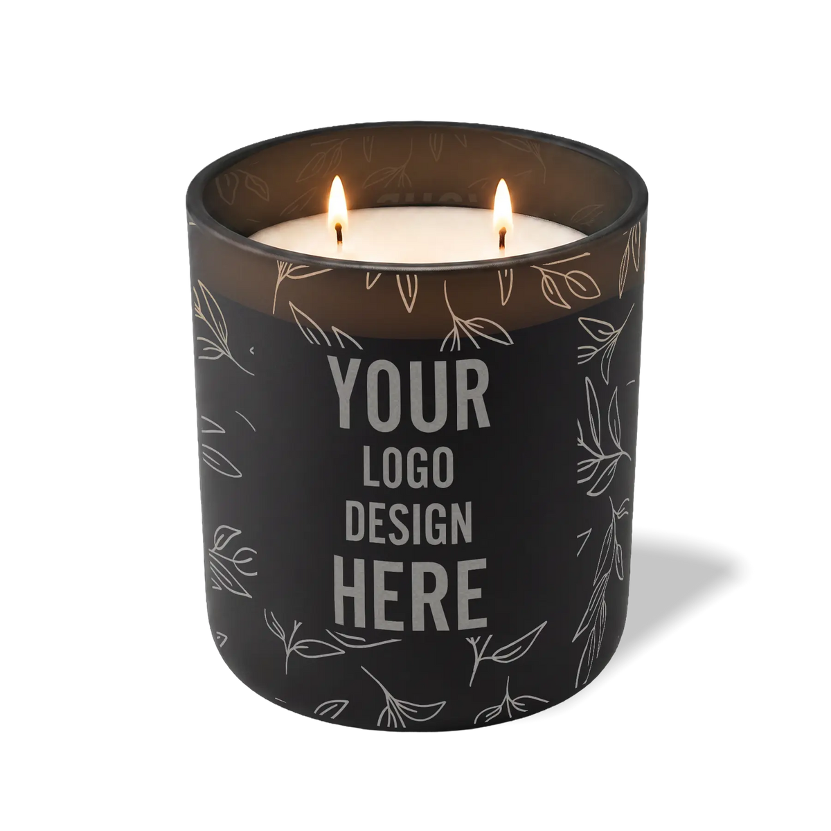 Customized black, leafy branch pattern Wild Journey 12 oz Studio luxury candle with laser etched logo or design