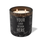 Customized black, leafy branch pattern Wild Journey 12 oz Studio luxury candle with laser etched logo or design