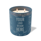 Customized cobalt, leafy branch pattern Wild Journey 12 oz Studio luxury candle with laser etched logo or design