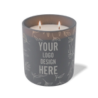 Customized graphite, leafy branch pattern Wild Journey 12 oz Studio luxury candle with laser etched logo or design