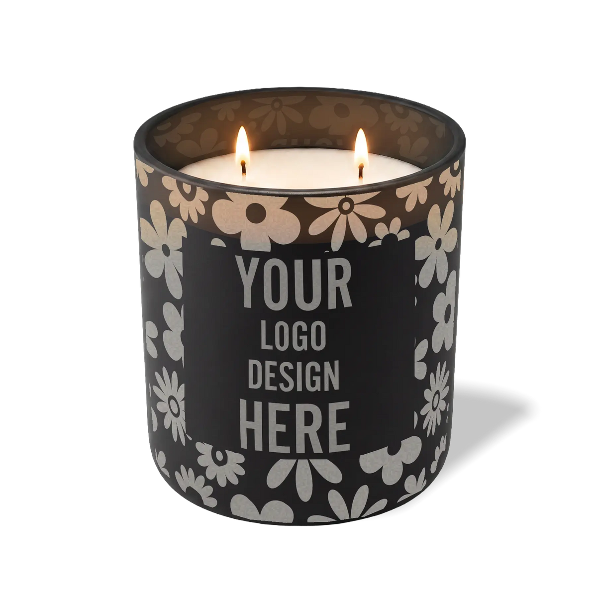 Customized black, groovy pattern Wild Journey 12 oz Studio luxury candle with laser etched logo or design
